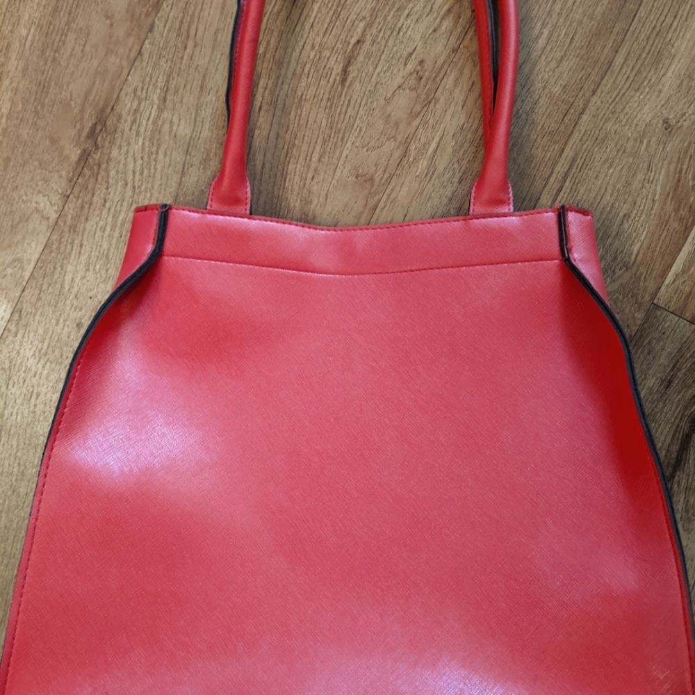 Red vegan leather bag.